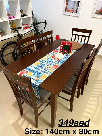 Wooden Dining Set with Six Chairs