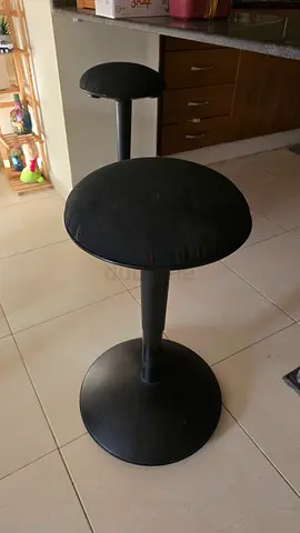 Set of 2 Black Round Bar Stools — Simple, Sturdy