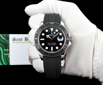 Rolex Yacht-Master with Black Dial on Rubber Strap