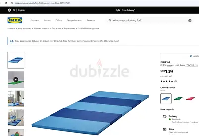IKEA PLUFSIG Folding Gym Mat - Blue, 78x185 cm