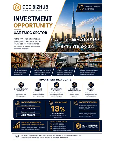 FMCG Investment Opportunity in UAE - Shariah Compliant 18% R.o.i