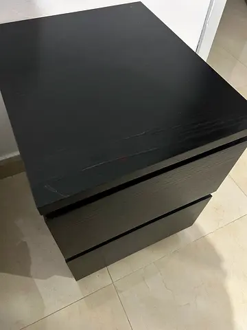 Black 2-Drawer Bedside Nightstand – Solid Wood Finish 2 pieces available
