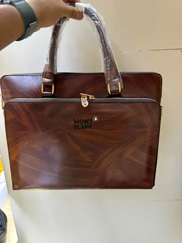 Designer-Look Men’s Office Satchel / Briefcase - Brown Texture