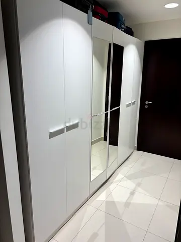 White 3-Door Wardrobe with Mirror — Very Good Condition