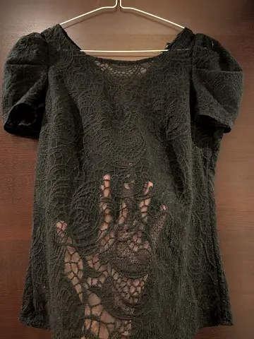 Urgent Move out - CAROLL - Elegant  Sexy Black lace see through puff sleeve top/blouse - size 36