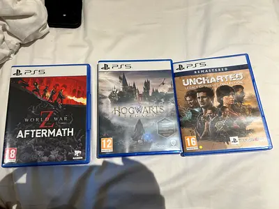 Bundle of 3 PlayStation 5 Games - Hogwarts Legacy, Uncharted, World War Z Aftermath