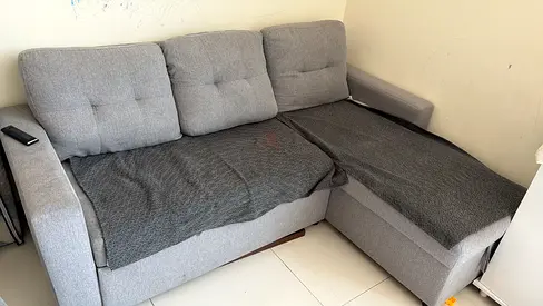Comfortable Grey L-Shaped Sofa with Chaise Lounge