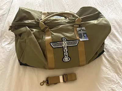 Khaki Green Duffel Bag with Shoulder Strap - New Boeing vintage.