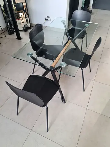 Glass dining table and 4 chairs