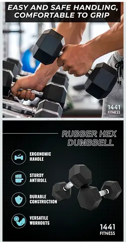 Set of Rubber Hex Dumbbells - Ergonomic Hex Weights