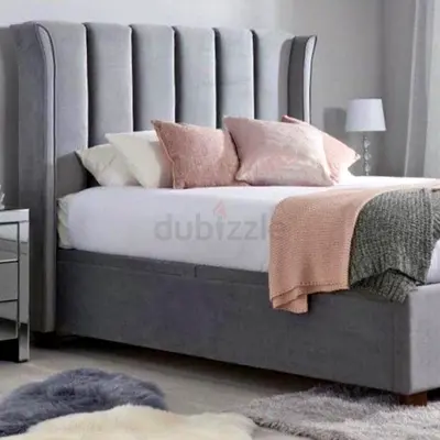 New Customise Double Size Fabric Bed with Winged Headboard - Storage Options Available
