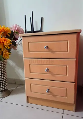 Wooden Three Drawer Side Table