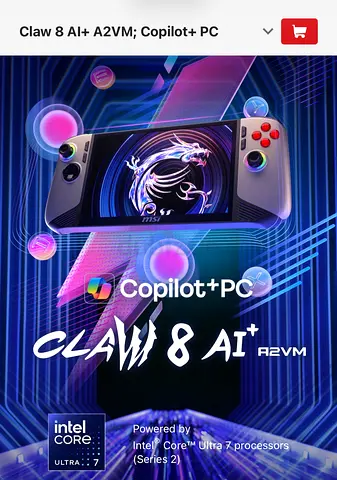MSI Claw 8 AI+ A2VM Handheld Gaming PC — Intel Core Ultra 7 (Series 2)