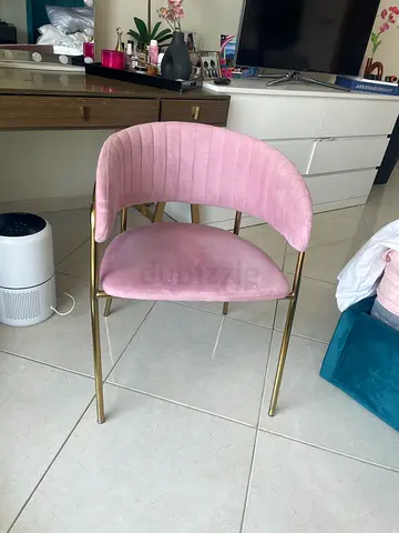 Pink Velvet Dining/Accent Chair with Gold Legs