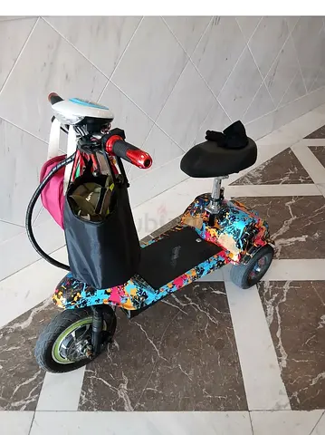 Electric Kick Scooter with Seat — Foldable 3-Wheel Ride with Storage Bag