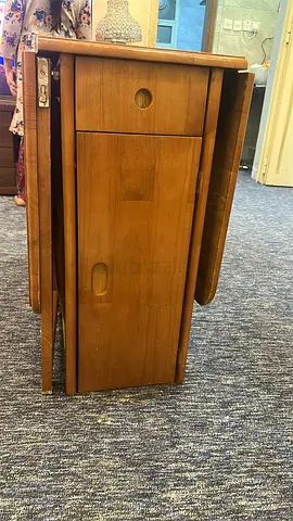 Solid Wood Dining Table with 4 Folding Chairs - Midcentury Style