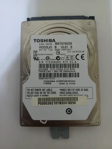 Toshiba 750GB laptop hard drive in fully working and tested condition