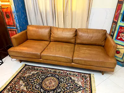 West elm three seater leather sofa