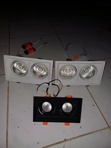 Set of 3 Double Recessed LED Ceiling Downlights (White + Black) - Used