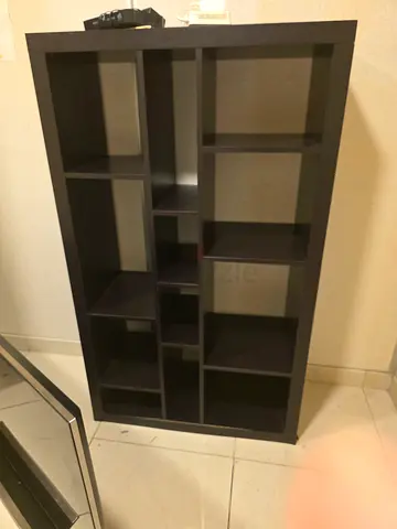 Dark Brown/Black Multi-Compartment Bookcase / Display Shelf - Good Condition