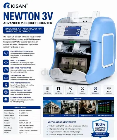 Kisan Newton 3V Advanced 2-Pocket Currency Counter
