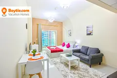 A Bright Fully Furnished Studio with Open Views Balcony in Elite Residence 2