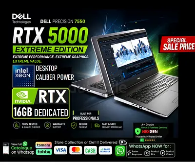 🚀 EXTREME 🎮 RTX 5000 16GB DEDICATED GPU  Dell Precision 7550 AI / Gaming Render- xps zbook p1 p16