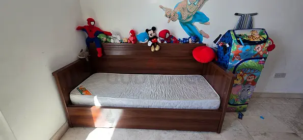 Day bed, wooden sofa cum bed with 2 ortho medical matress, Guest/kids bed