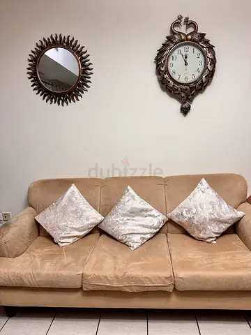 Beige 3-seater Sofa with Cushions