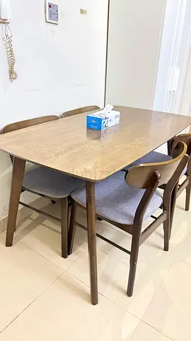 Wooden Dining Table with 4 Chairs - Good Condition