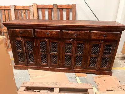 Long Vintage Solid Wood Cabinet / Sideboard