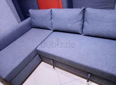 L-shaped Grey Fabric Sofa - Good Condition