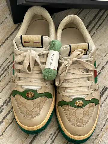 Gucci Ace Low-Top Sneakers - Beige/Green.