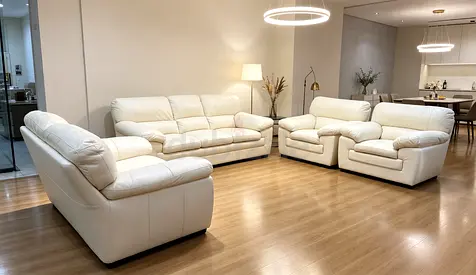 Sofa Leather off White 7 Seater
