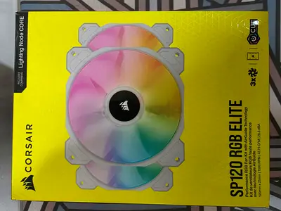 Corsair SP120 RGB Elite 120mm Fan Triple Pack + Lighting Node CORE – White – Brand New