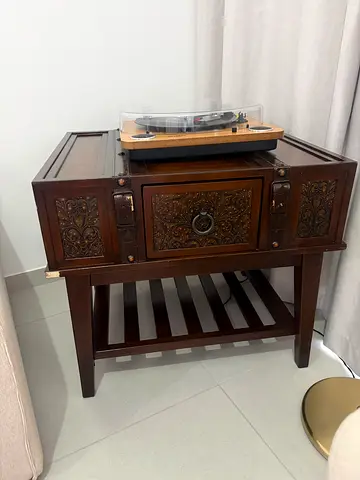 Solid wood carved side cabinet / record player stand