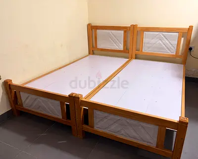 Solid Wood Single Beds (Pair) 2 nos - Good Condition