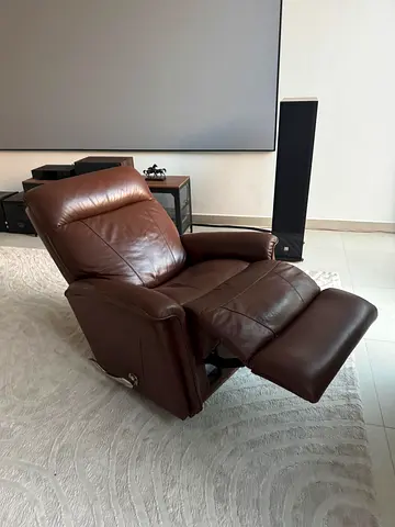 Brown Real Leather Original LA-Z-BOY Armchair with Tilt