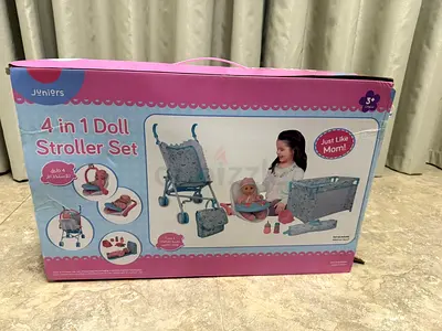 4-in-1 Doll Stroller Set - Pram, Rocker, Travel Cot  Accessories