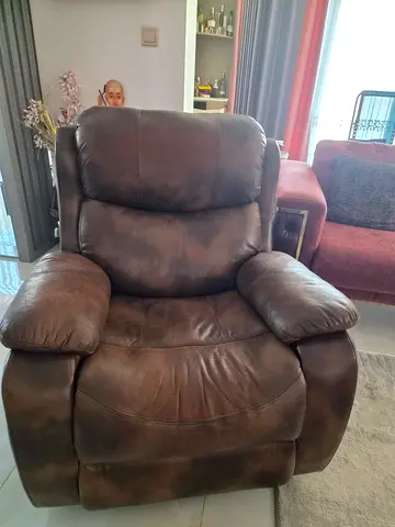 Brown Leather Recliner Armchair