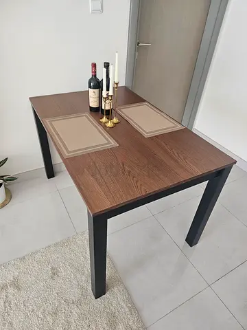 Dark walnut top Wooden Dining Table, 4 seater