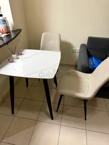 2 seater sintered stone dining table white and black