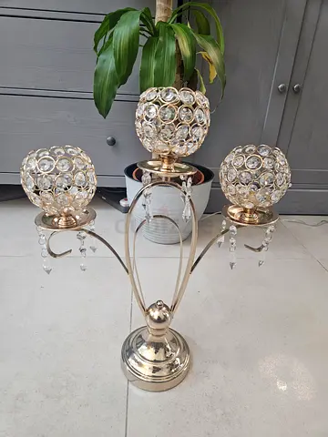Crystal 3-Arm Table Lamp / Decorative Candle Holder Like New