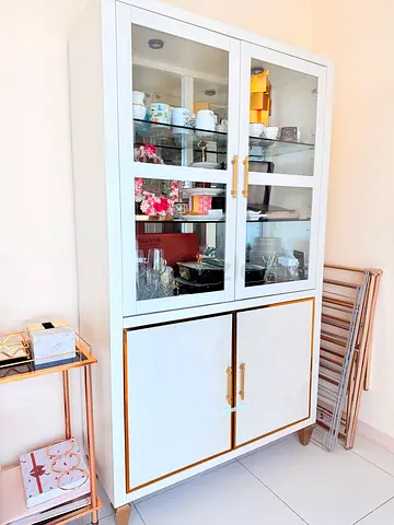 Modern White and Gold Display Cabinet