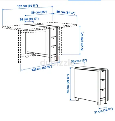 Foldable dining table with 2 chairs