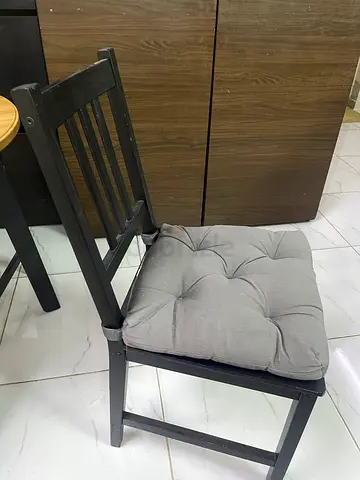 Wooden Dining/Accent Chair with Grey Cushion - Good Condition