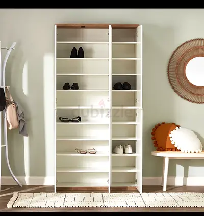 Tall White Shoe Cabinet / Storage Shelves , 48 pairs , ✨ Luxury Home Furniture Sale ✨