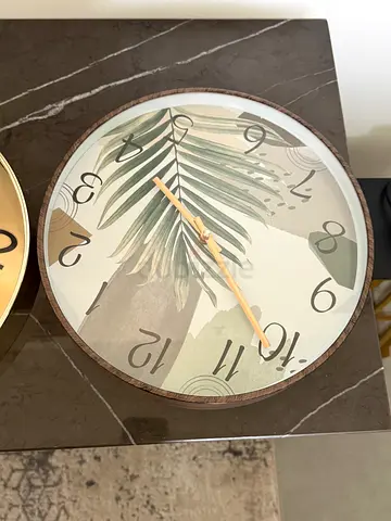Decorative Wall Clock with Botanical Design - Good Condition