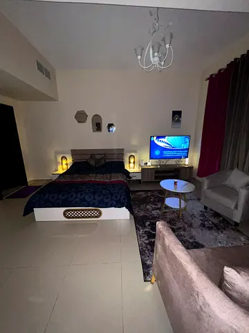 للإيجار في عجمان - استوديو مفروش فرش VIP في أبراج الياسمين استوديو مفروش فرش VIP أول ساكن مطبخ منفصل..