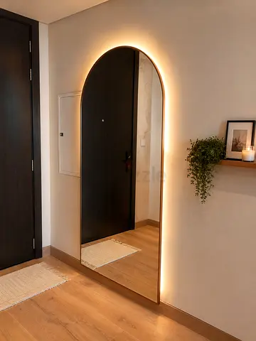 Full-Length Arched LED Backlit Wall Mirror - Modern Entryway